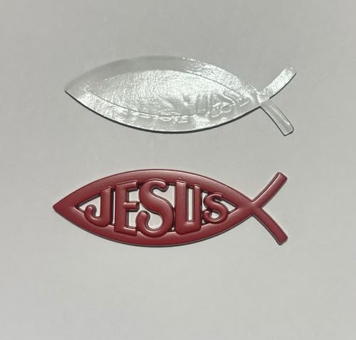 Image of Emblems for Car & Bike Metal Lo.go and Grill Me.tal Lo.go, Auto Accessories for Car Emblem 3D Badge Auto Racing Sport Sticker Grand Tourer Decal. (Jesus RED Metal Sticker)