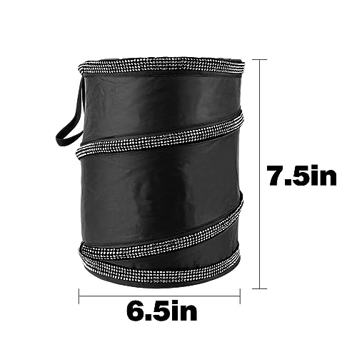 Image of eing Car Trash Can, Portable Garbage Bin with Bling Diamonds, Collapsible Pop-up Water Proof Bag, Waste Basket Bin, Rubbish Bin (1 Pack, Black)