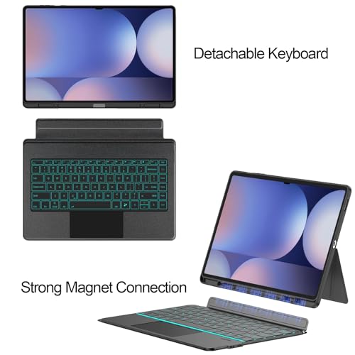 Image of for Samsung Galaxy Tab S10 Ultra Keyboard Case 14.6 inch, S Pen Holder, 7 Color Backlit Keyboard with Trackpad Detachable Sleeve Cover with Adjustable Viewing Angle Stand for Tablet S9 Ultra