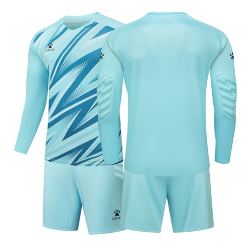 KELME Men Goalkeeper Jersey Kid Padded Goalkeeper Soccer Jersey and Shorts Socks Men's Goalie Jersey Adults, 6 Years