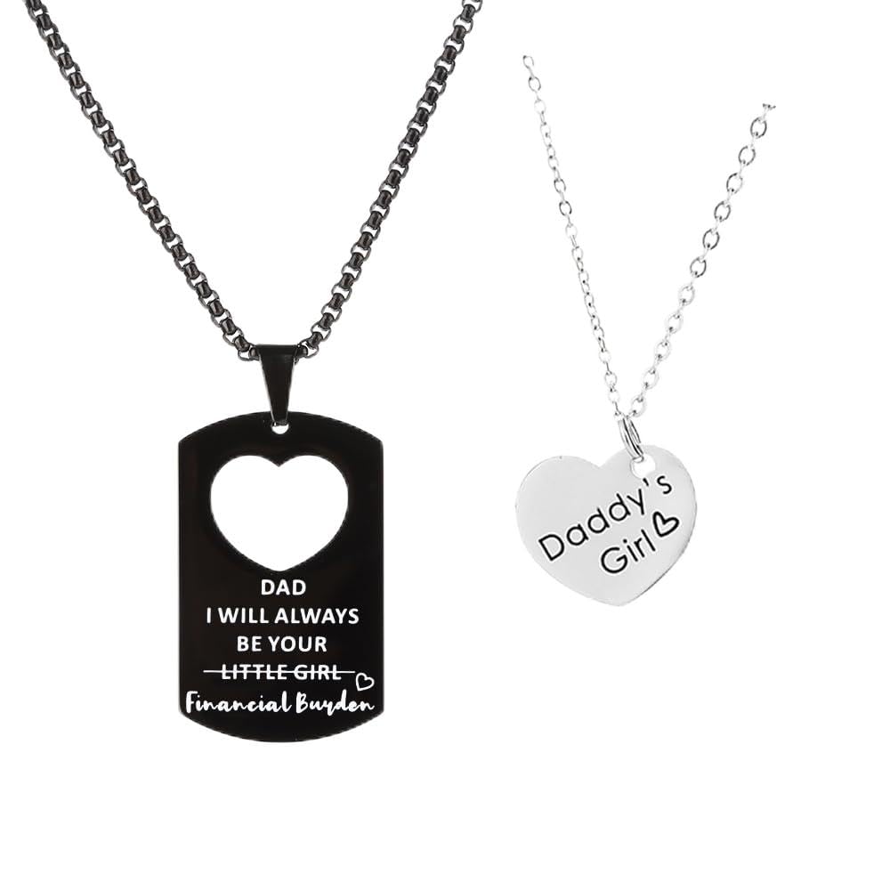 Huiuy Dad Daughter Matching Necklace Set for 2 Daddys Necklace Fathers Day Gift for Daddy from Daughter