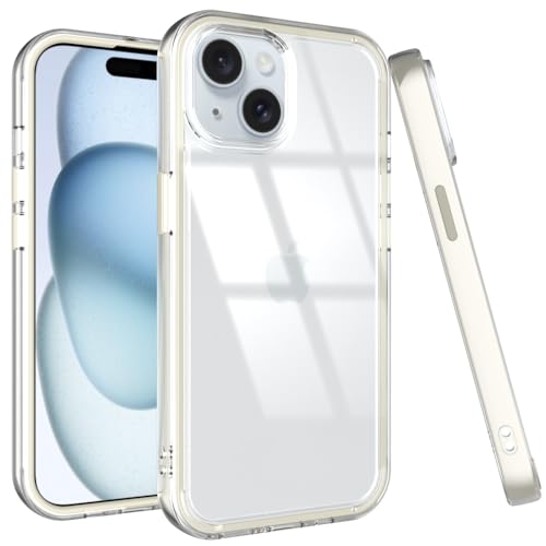 Puxicu Acrylic 2 in 1 for iPhone 14 13 Case，Anti-Yellowing, Military-Grade Protection, Drop Shockproof Slim Phone Cover for iPhone 14&13 6.1", Clear+White - image 1