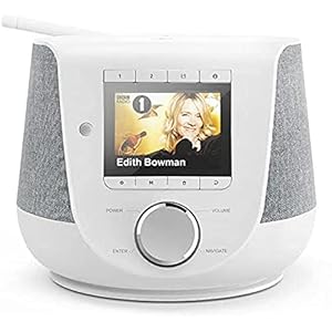 Hama internetradio met digitale radio-ontvangst & telefoonlaadfunctie, Smart Radio DIR3200SBT (WLAN/DAB/DAB+/FM, Bluetooth/Spotify streaming, radio-wekker, app) Mini internetradio wit