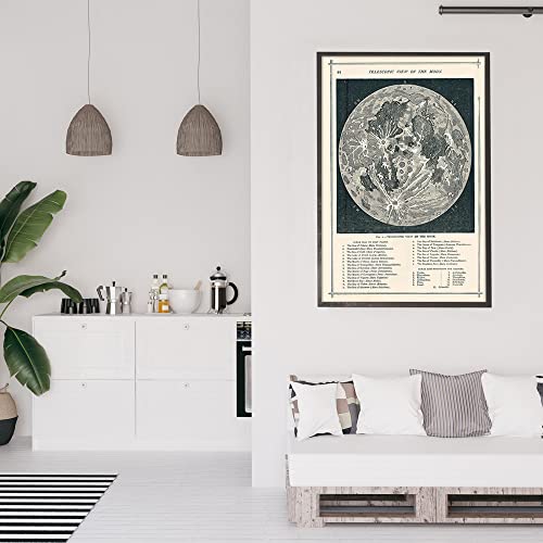Moon Map Surfaces Canvas Wall Art Space Star Educational Poster Universe Astronomy Prints Painting Moon World Map Picture Vintage Minimalist Astrology Wall Decor For Bedroom 12X16In Unframed #TOP2
