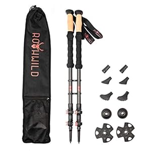 Rothwild Wanderstöcke, Modell Steinbock, Trekkingstöcke aus Carbon mit Kork-Griff, für Damen und Herren, Länge 105-135cm