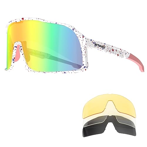 HITWAY polarized adult cycling glasses with 5 interchangeable lenses TR90