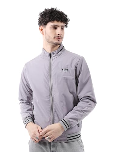 Image of The Indian Garage Co Men Slim Fit Solid Bomber Jackets