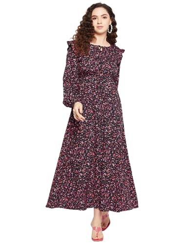 Image of SEREIN Women's Crepe Fit and Flare Maxi Casual Dress