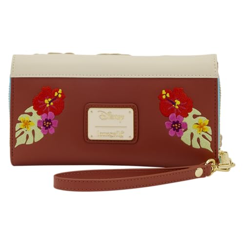 Image of Loungefly Disney: Moana - Embroidered Floral Live Action - Zip Around Wallet with Detachable Wristlet - 6 Cards Slots and Clear ID Slot - Great for Kids & Adults - Collectible Wallets