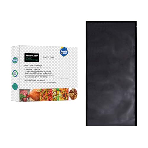 FLRBAGSTO Black and Clear Vacuum Sealer Bags 11' x 24', 5.5 Mil Precut Vacuum Seal Bags for Food...