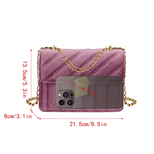 Aisi Women Quilted Velvet Clutch Handbags Wallet Chain Shoulder Crossbody Bags Evening Messenger Satchel Purse4