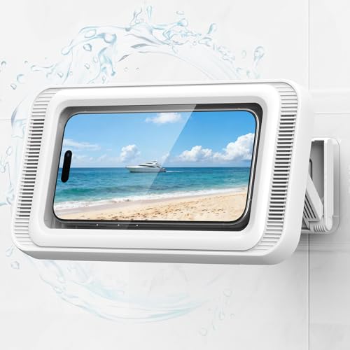 Coolpow Shower Phone Holder Waterproof with Speaker Waterproof Phone Holder for Shower with 480 AdjustableEnhanced Sound Quality HD Touch Screen Waterproof & Anti-Fog Phone Mount