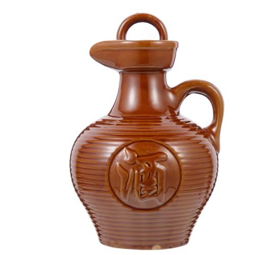 KAILIKETIY Caraffa per Vino in Terracotta Marrone da 500 Ml con Bordi Lisci, Design Semplice e Raffinato, Portatile e Multiuso per Casa e Locali