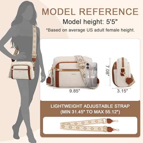 Image of Small Leather Crossbody Bags for Women Anti theft Purses and Handbag Shoulder Hangbag with Wide Strap Tassel