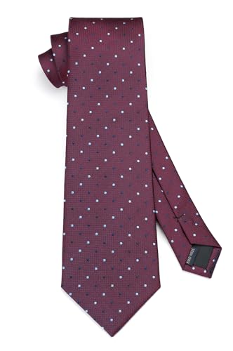 Image of HISDERN Polka Dot Ties for Men Classic Silk Ties and Pocket Square Formal Business Necktie Handkerchief Wedding Party