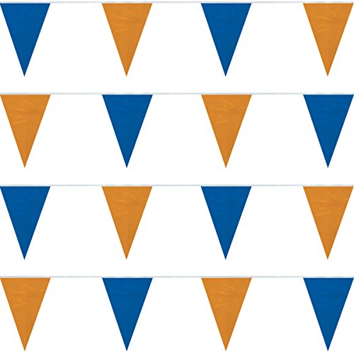 Flag and Banner International Signal Pennant - Nautical Pennants | Official Design | Decorative Maritime Outdoor Decor | Parties, Boats, Restaurants, Docks | Made in USA - Blue and Orange Large String Pennants (105 ft.)