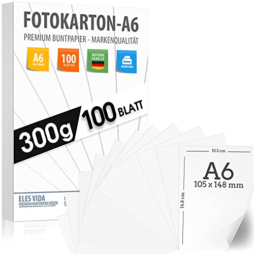 Cartón fotográfico A6, color blanco, 300 g/m², papel de dibujo prémium, sin imprimir, para tarjetas, presentaciones, manualidades, papel grueso, para aprendizaje universitario, guardería, cartón