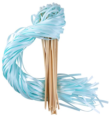 Wishprom Ribbon Wands Sticks Streamers for Wedding Party Favor (Mint-30PCS)