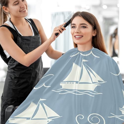 Capa impermeable para cortar cabello Qilmy azul 65" x 55" miniatura 6