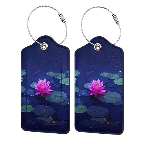 Étiquette de bagage en cuir PU Bright Lotus et boucle acier pour valise élégante