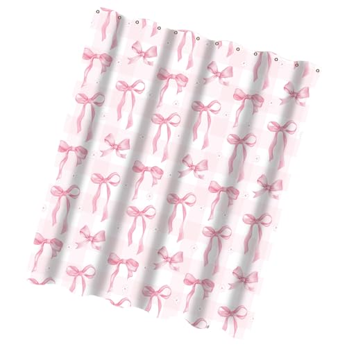 Decorative Watercolor Bows Print Shower Curtain Polyester Fabric Bathroom Essential Simple Setups Lovely Watercolor Ribbon Showe
