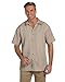 Harriton M560 Mens Barbados Textured Camp Shirt-Khaki-X-Large
