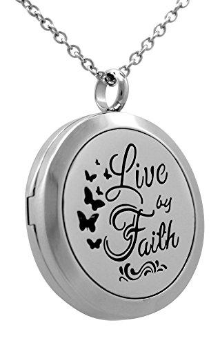AromaRain Live by Faith Essential Oil Diffuser Necklace for Aromatherapy - 316L Hypoallergenic Surgical Stainless Steel