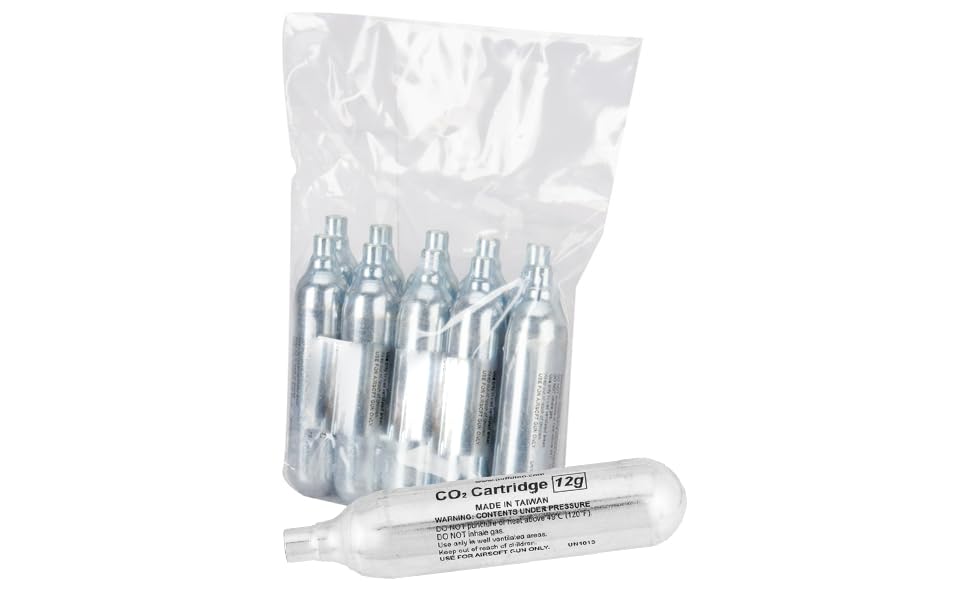 Lancer Tactical 10 Pack (10 Counts) High Grade 12 Gram CO2 Airsoft Cylinder 12g CO2 Cartridge CO2 Tank Pellet Guns, BB Guns and Airsoft Guns