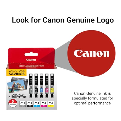 Canon CLI-251 Genuine 5 Color Value Pack, Compatible with MG7520, MG5620, and MG6620 Printers - image 5