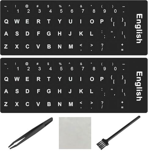 Juego de 2 pegatinas para teclado en inglés miniatura 1