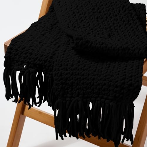 Image of INNDUN Blanket Yarn 3 Pack of 100g /3.5oz - Black Chenille Yarn 6 Super Bulky - Knitting, Crocheting & Crafts Chunky Yarn
