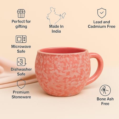 Image of D'Maiolica Pink Kuliya Shape Tea Cups Set of 12 Microwave and Dishwasher Safe, Ceramic Small Tea /Chai /Coffee Cups Perfect for Every Occasion Capacity - 110 ml Each (Pink, Pack of 12, Small)