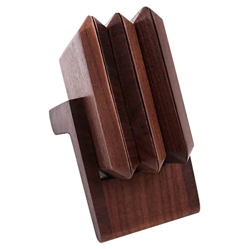 Tiardey Square Solid Wood Tea Coaster Beech Iinsulation Padwith Holder,Set of 6,Rectangle,9cm for Drinks,Coffee,Tea Cup - Black Walnut - Image 3