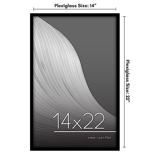 Americanflat 14x22 Picture Frame with Polished Plexiglass - Streamline Collection - Thin Border Picture Frame for Wall Display - Hanging Hardware Included - Black