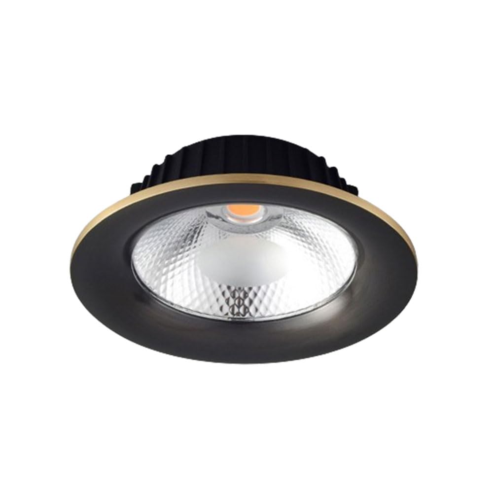 JKJZSALJ 5.9 Inch Round Brushed Brass Luminaire,Led Recessed Light Fixtures Dimmable 3000K/4000K/6000K Adjustable Gimbal Retrofit Spotlight,Cri 90+,12W Led Can Lights,Brass Baffle Trim,Black