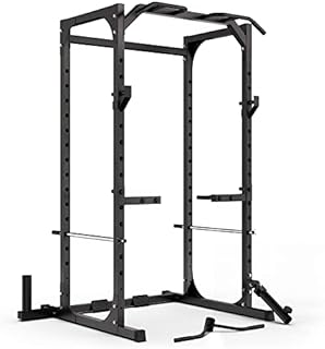 Synergee Power Rack Cage, J-Cups, Safety Arms, Pull Up Bar, Landmine & T Bar, Barbell Hold, Dip Station. Exercise Stand with 750lb Capacity.