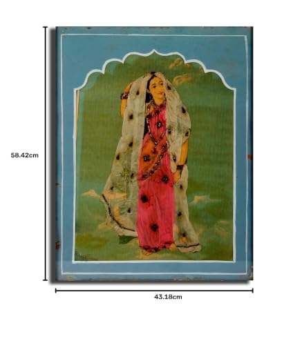 Image of Sikhash Raja Ravi Varma Canvas Paintings Classic Art, Indian Art, Famous Artist, Wall Painting for Living Room, Bedroom, Office, Unframed, Multicolor Fabric Size - 23x17 inches (58x43 cms, Rambha)