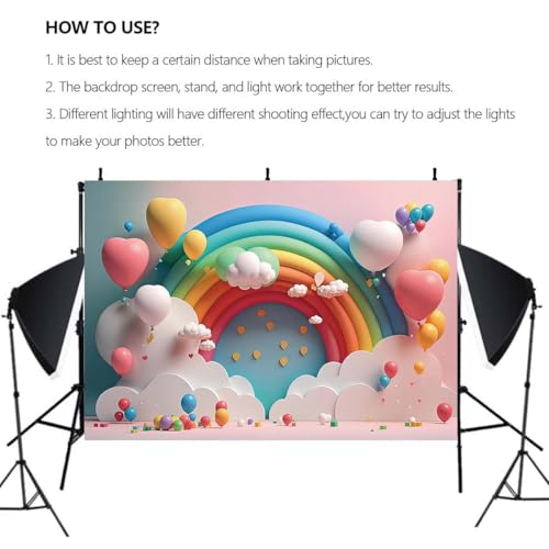 Fondo para fotografía Arcoiris con globos 7x5 pies miniatura 4