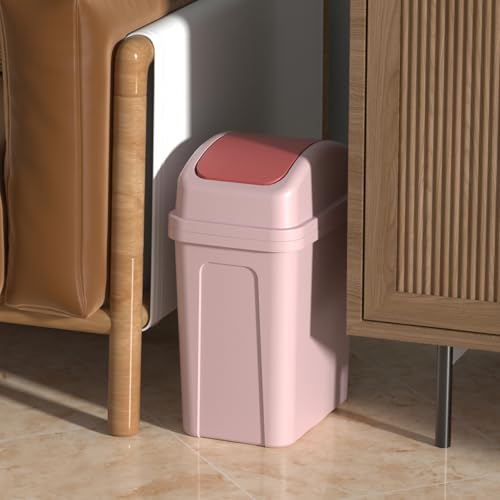 Image of Cand 4-Pack 1.8 Gallon Swing Lid Garbage Can, Pink | Plastic Small Trash Can with Lid