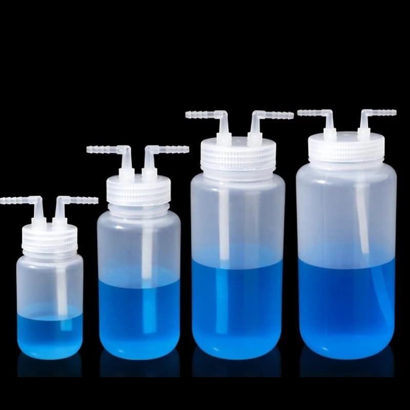 YHNNH 125ml/250ml/500ml/1000ml Wash Bottle, Polyethylene PP transparent plastic gas washing cylinder,for Dispensing Liquid Labs(1000ml-1Piece)