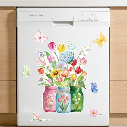 Set de 7 imanes decorativos florales para frigorífico