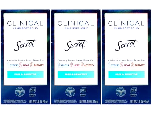 Secret Clinical Strength Soft Solid Sensitive Unscented Deodorant, 1.6 oz (Pack of 3)