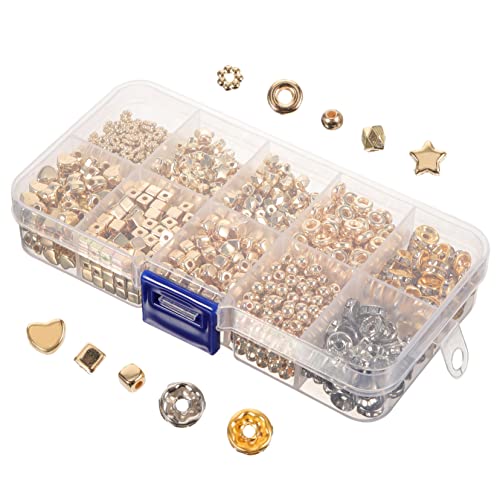 SHINEOFI 1 Juego Conjunto De Cuentas Sueltas Collar Vial Tablero De Cuentas Collar Colgante Kit De Fabricación De Pulseras De Cuentas Enroscarse Kits De Cuentas Oro El Plastico 1240 Piezas