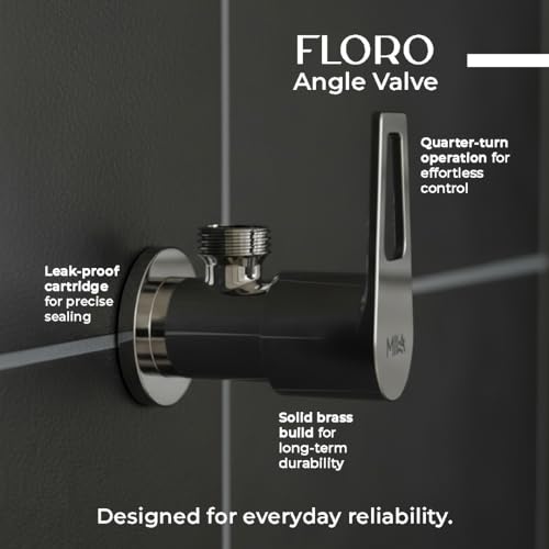 Image of Mila Floro Brass Angle Valve with Wall Flange | Mirror Chrome Finish | Quarter Turn Cartridge | inch BSP Male Thread Inlet & Outlet | Durable, Leak-Proof, Multi-Purpose| 10-Year Warranty