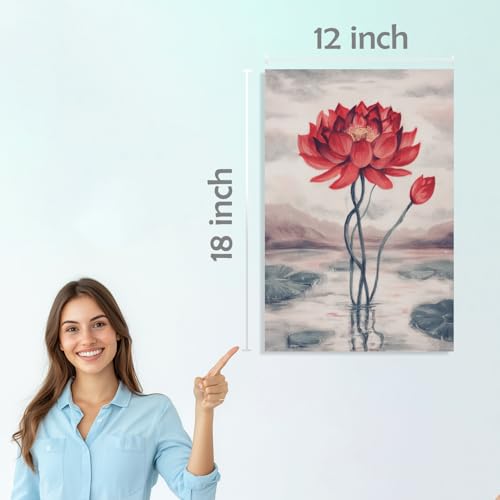 Image of SiddArtify Lotus Flower Wall Art Prints Set - Botanical Poster Decor for Living Room Bedroom Office - 12x18 inch Board Pack of 6