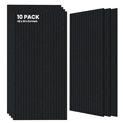 10 Pack Large Acoustic Panels,47.2 x 23.6 x 0.35 Inch Sound Proof Foam Panels for Walls?Premium Noise Dampening Panels,Sound Panels for Media Room, Office and Studio,Black