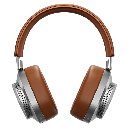 Image of MASTER & DYNAMIC MW75 Active Noise-Cancelling (ANC) Wireless Headphones n Bluetooth Over-Ear Headphones with Mic, Silver Metal /Brown Leather