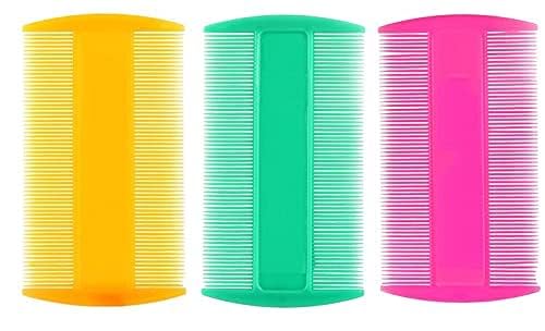 Plastic Lice Comb Nits Removal Comb Dandruff Dust Narrow Teeth Comb for Women and Men, Kids Multicolor (Pack of 3)