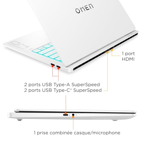 HP OMEN Transcend Laptop 14 fb1000sf Intel Core Ultra 7 Ordinateur portable 14 3K LPDDR5x SDRAM NVIDIA GeForce RTX 5060 Wi Fi 7 802.11be Windows 11 Home AI PC - vue 10