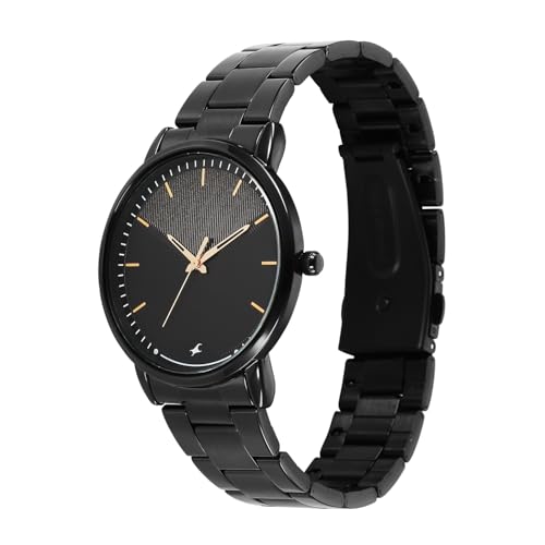 Image of Fastrack Stunners X Quartz Analog with Black Dial Black Stainless Steel Strap Watch for Men - 38159NM02